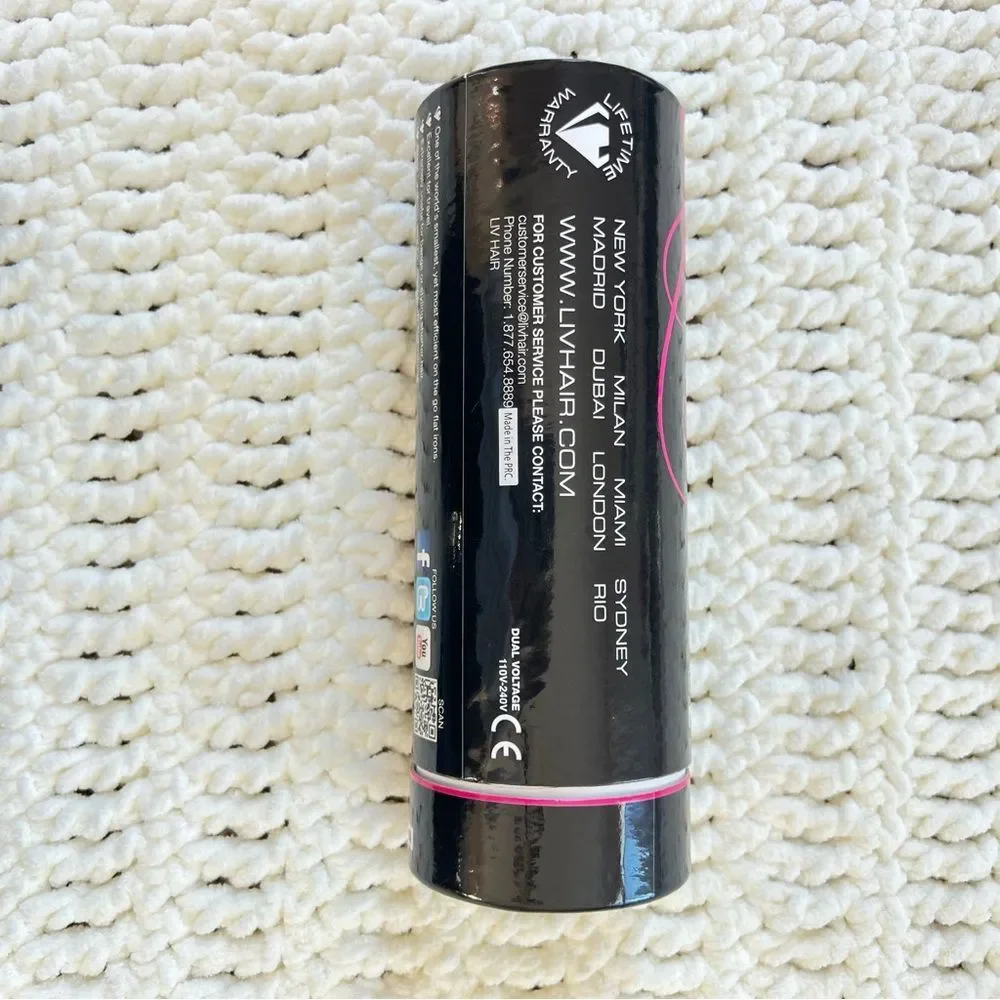 Liv Hair Diamond On The Go Mini Pink Black Animal Print Travel Flat Iron